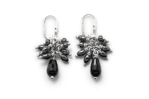 Black Onyx Cluster Earrings