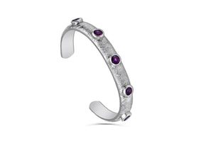 925 STERLING SILVER BANGLE SET WITH AMETHYST