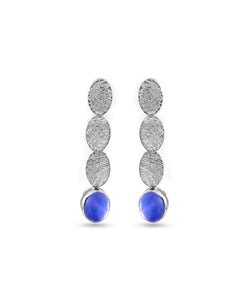925 STERLING SILVER EARRINGS SET WITH CHALCEDONY